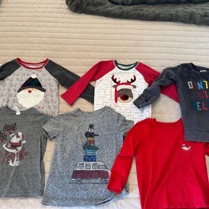 SIX Christmas kids shirts- Mudpie, Vineyard Vines, Gymboree